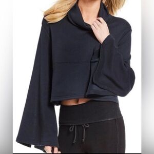 NEW Free People ORANGE Split Flare Sleeve front kangaroo pocket hoodie